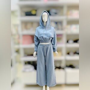 Zara Light Blue Hoodie And Straight Pants Sweatsuit Set Size XS, S,M